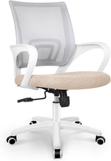 Ergonomic Mesh Office Chair - Mid-Back Gaming Chair with Lumbar Support (Beige)