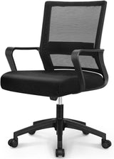 Ergonomic Mesh Office Chair - Mid-Back Desk Chair with Lumbar Support (Black)