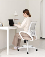 Ergonomic Mesh Office Chair - Mid-Back Gaming Chair with Lumbar Support (Beige)