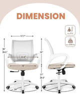 Ergonomic Mesh Office Chair - Mid-Back Gaming Chair with Lumbar Support (Beige)