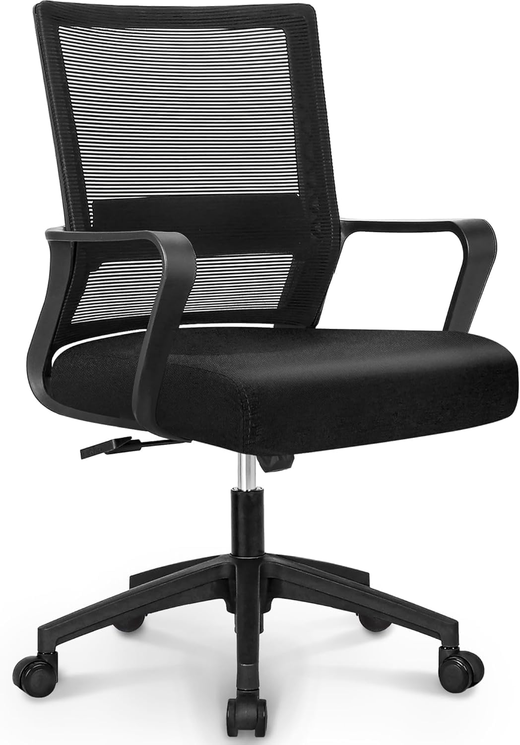 Ergonomic Mesh Office Chair - Mid-Back Desk Chair with Lumbar Support (Black)