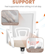 Ergonomic Mesh Office Chair - Mid-Back Gaming Chair with Lumbar Support (Beige)