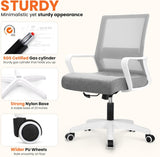 Ergonomic Mesh Office Chair - Mid-Back Desk Chair with Lumbar Support (Grey)