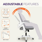 Ergonomic Mesh Office Chair - Mid-Back with Flip-up Arms & Lumbar Support (Grey)