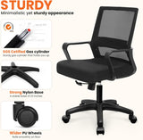 Ergonomic Mesh Office Chair - Mid-Back Desk Chair with Lumbar Support (Black)