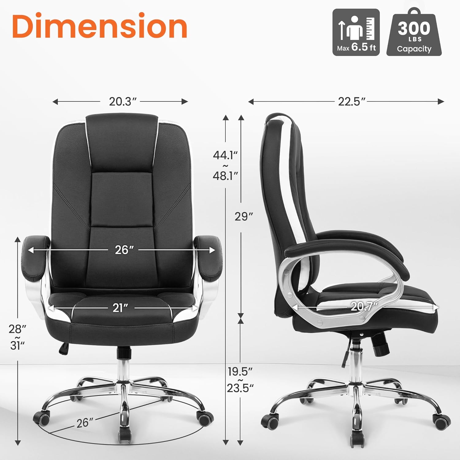 Ergonomic Office Chair - High Back Executive Desk Chair with Lumbar Support