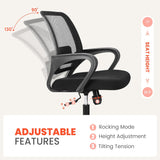 Ergonomic Mesh Office Chair - Mid-Back Task Chair with Lumbar Support (Black)