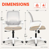 Ergonomic Mesh Office Chair - Mid-Back Desk Chair with Lumbar Support (Beige)