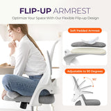 Ergonomic Mesh Office Chair - Mid-Back with Flip-up Arms & Lumbar Support (Grey)