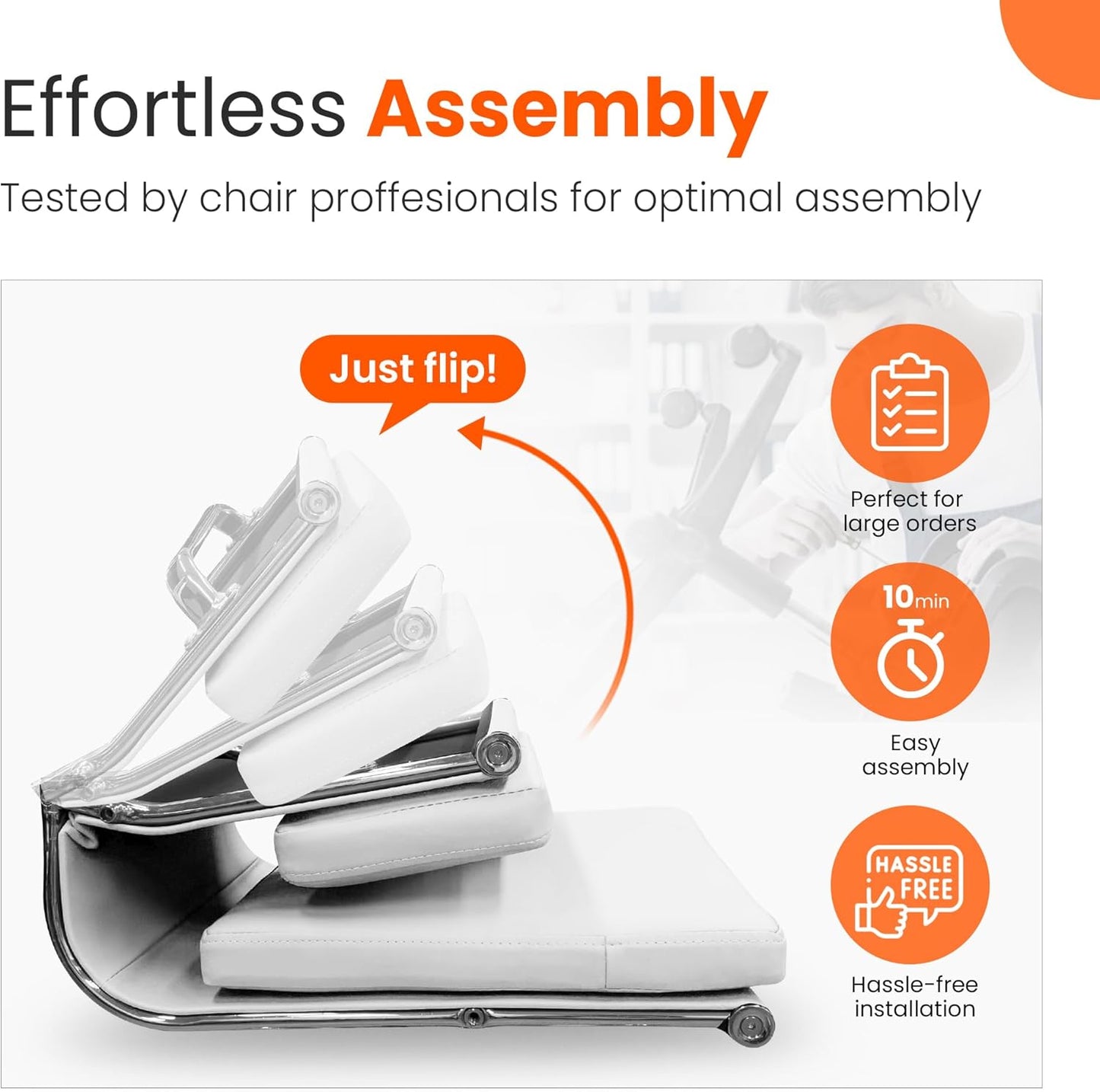 Executive Leather Office Chair - Mid-Back Desk Chair with Padded Arms (White)