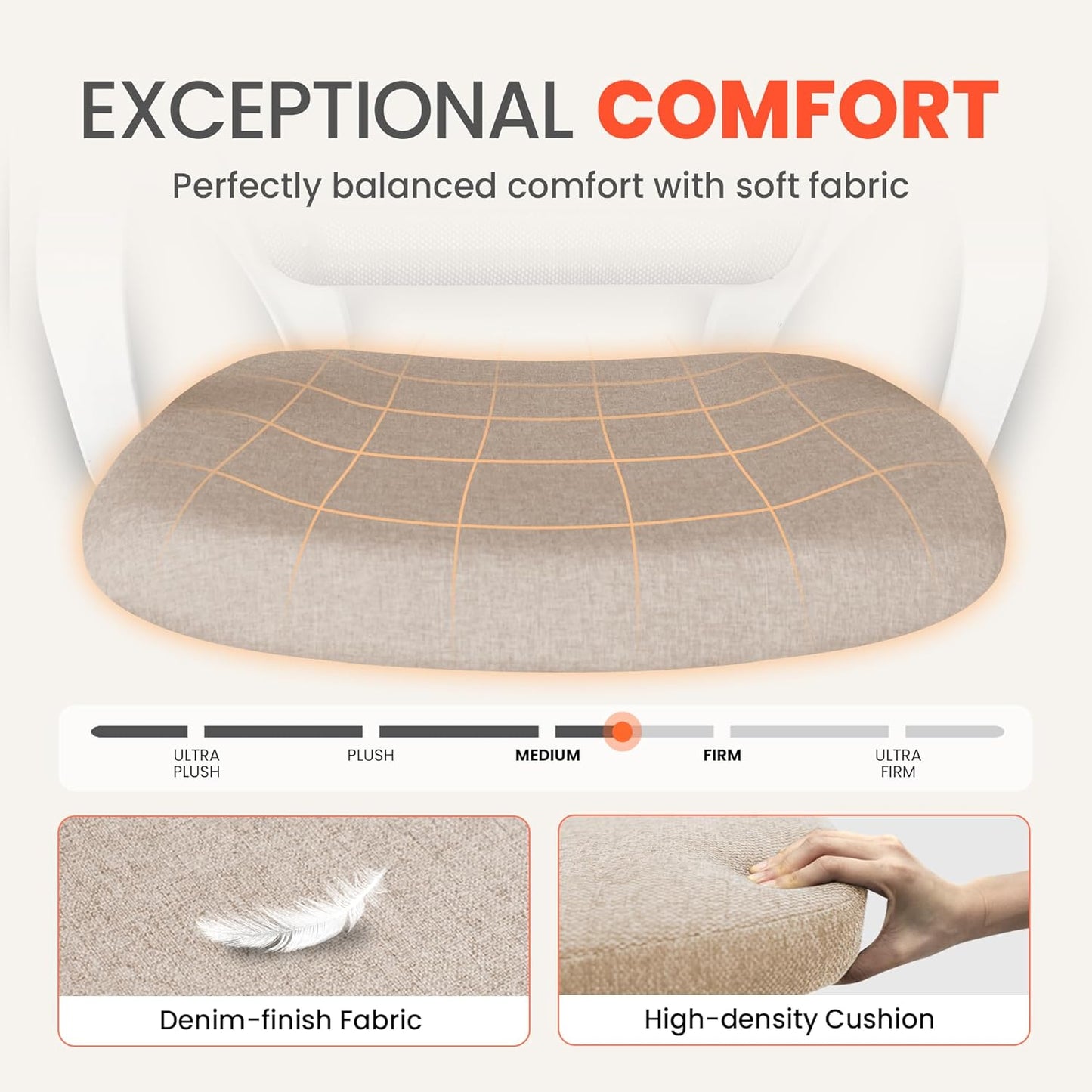 Ergonomic Mesh Office Chair - Mid-Back Desk Chair with Lumbar Support (Beige)