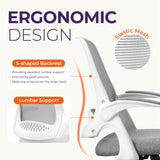 Ergonomic Mesh Office Chair - Mid-Back with Flip-up Arms & Lumbar Support (Grey)
