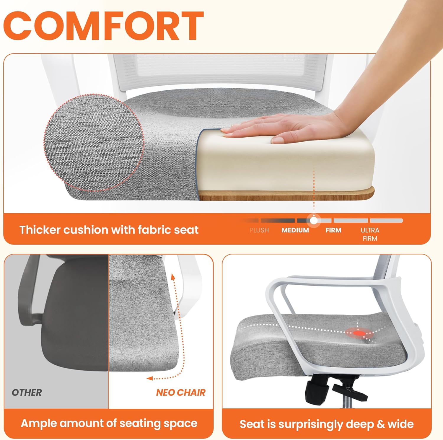 Ergonomic Mesh Office Chair - Mid-Back Desk Chair with Lumbar Support (Grey)