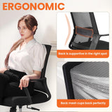 Ergonomic Mesh Office Chair - Mid-Back Desk Chair with Lumbar Support (Black)
