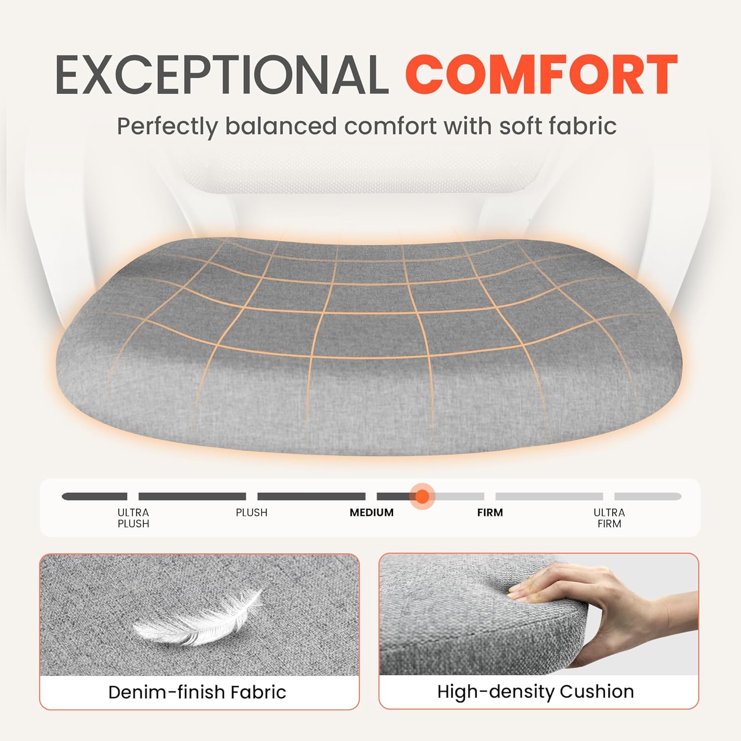 Ergonomic Mesh Office Chair - Mid-Back Task Chair with Lumbar Support (Grey)