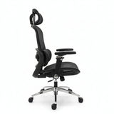 Aerovith Ergonomic Mesh Office Chair Black Side Profile Dynamic Lumbar Support