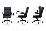 Casual Black Leather Office Chair Tilt Backrest Relaxation Mode