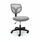 Compact Armless Mesh Office Chair Grey 45 Degree Angle Home Office