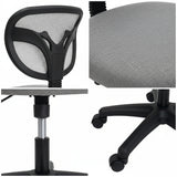 Compact Armless Mesh Office Chair 28cm Radius Plastic Base PU Casters