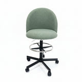Extra Wide Swivel Bar Chair Mint Green Fabric Front View High Desk