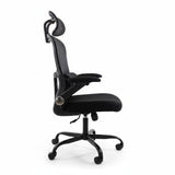 High-Back Black Mesh Office Chair Headrest Side Profile Tilt Backrest