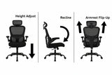 High-Back Black Mesh Office Chair Tilt Backrest Locking Position Relaxation