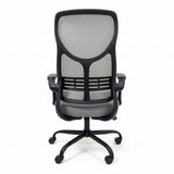High-Back Mesh Office Chair Grey Back View Professional Workspace