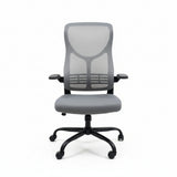 High-Back Mesh Office Chair Grey Front View Professional Workspace