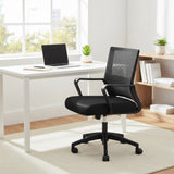 Mid-Back Striped Mesh Office Chair Black Modern Home Office Desk Setup