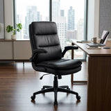 Casual Black Leather Office Chair Contemporary Corporate Workspace