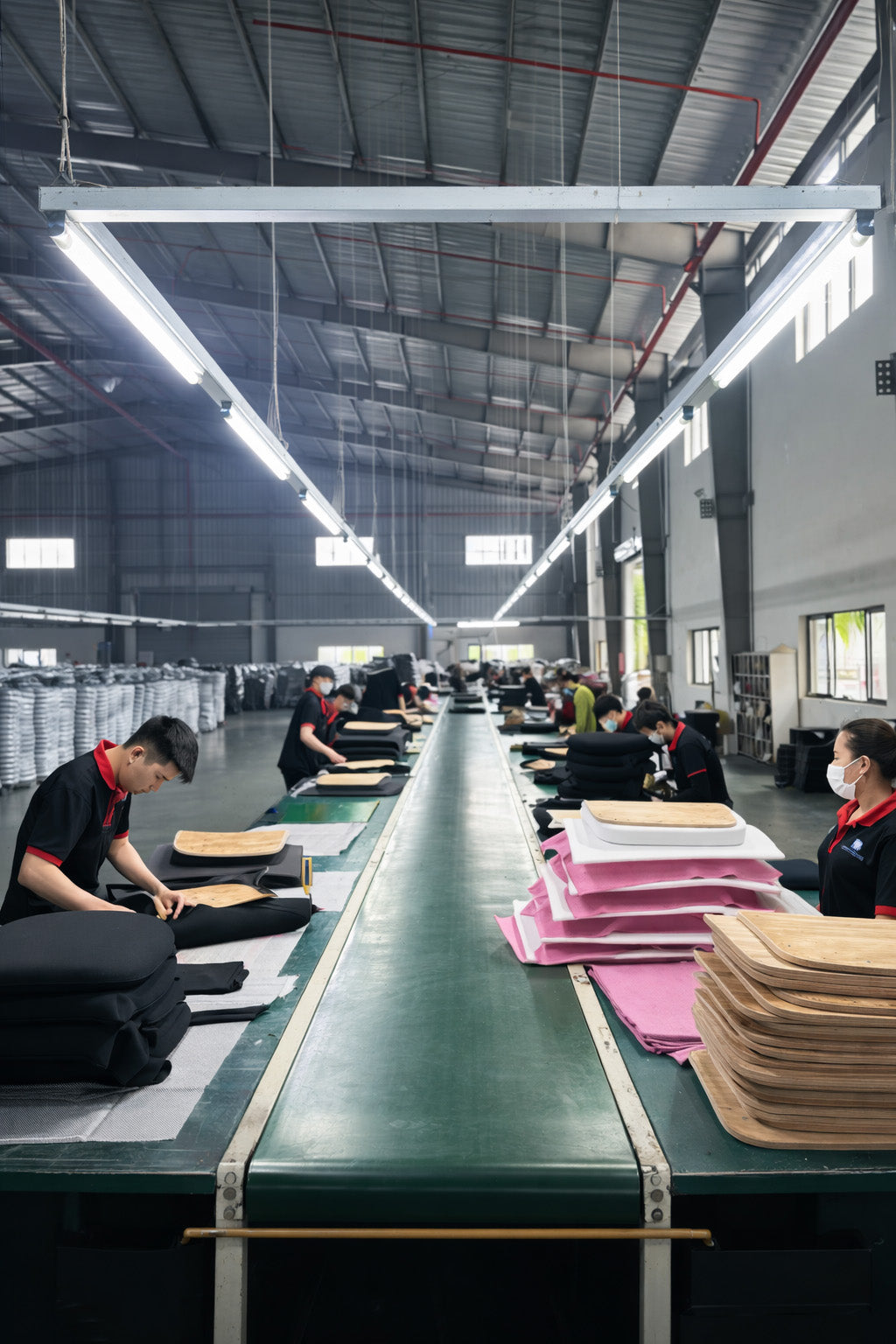 Upholstered seat cushion production for premium office chairs - foam padding assembly