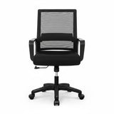 Mid-Back Striped Mesh Office Chair Black Fixed Armrests Front View