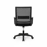 Mid-Back Striped Mesh Office Chair Black Fixed Armrests Back  View